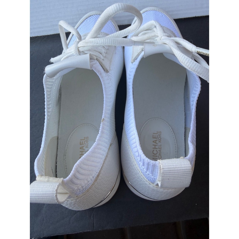 Michael Kors Felix Trainer Leather White Wedge Mesh Lace Up Low Top Sneakers 8.5 - Picture 11 of 12